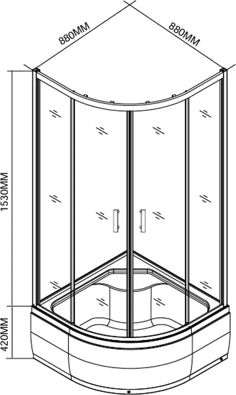 Spirit Deep 90x90 cm-es íves zuhanykabin, mélytálcával