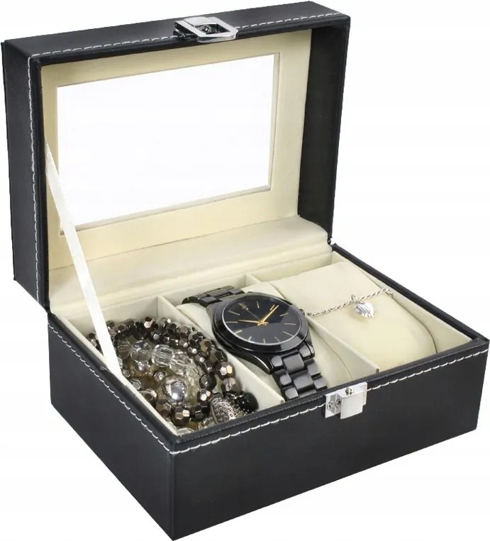 3 részes óratartó doboz, fekete