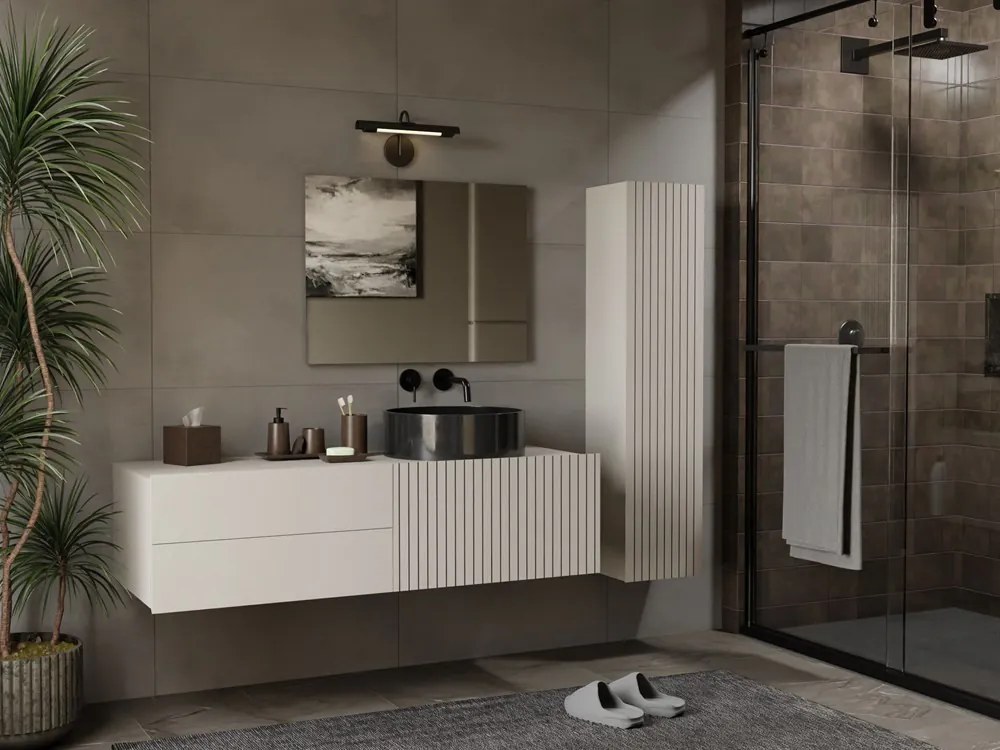 TIGO 1D2S fürdőszoba fali mosdószekrény 140x53x37.5 cm, kasmír (mosdókagyló nélkül)