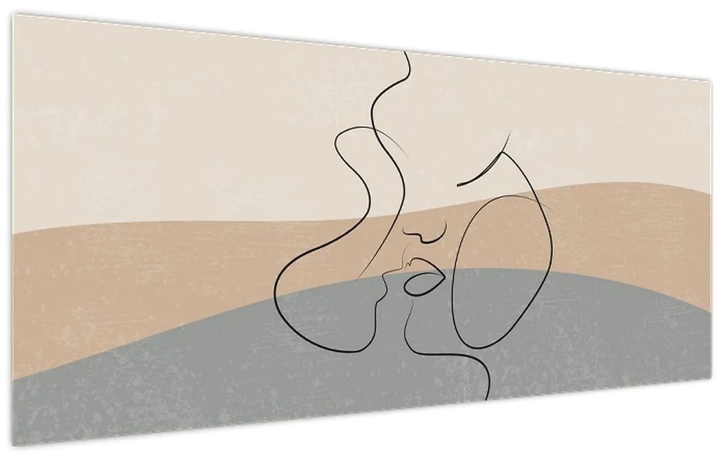 Kép - Line art csók (120x50 cm)