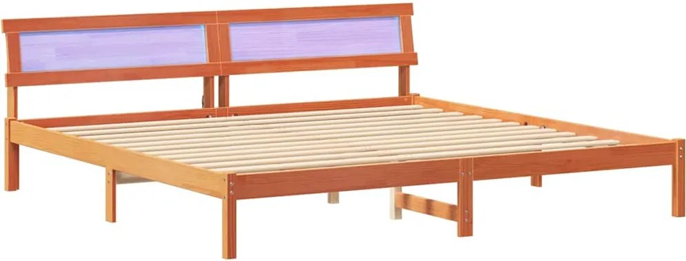 vidaXL Ágykeret fejtámlával Faggyú barna 180 x 200 cm Tömör fenyőfa