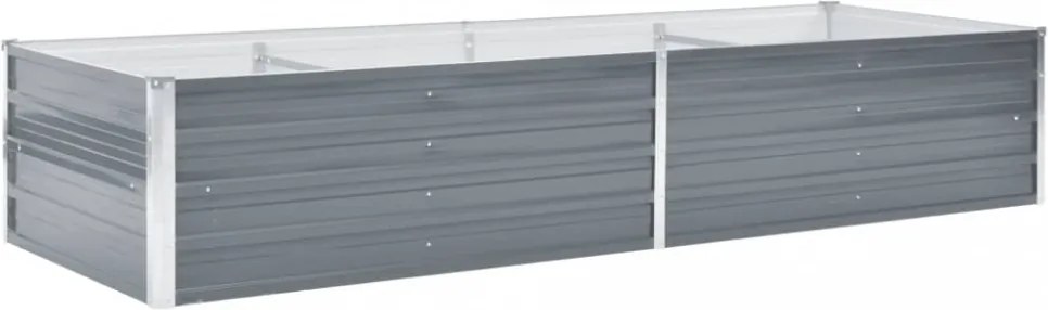 Szürke horganyzott acél kerti virágtartó 240 x 80 x 45 cm