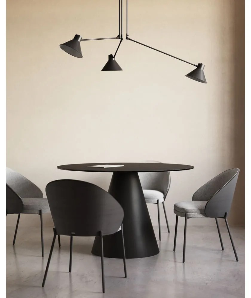 Fekete-szürke kárpitozott étkezőfotel Eamy – Kave Home