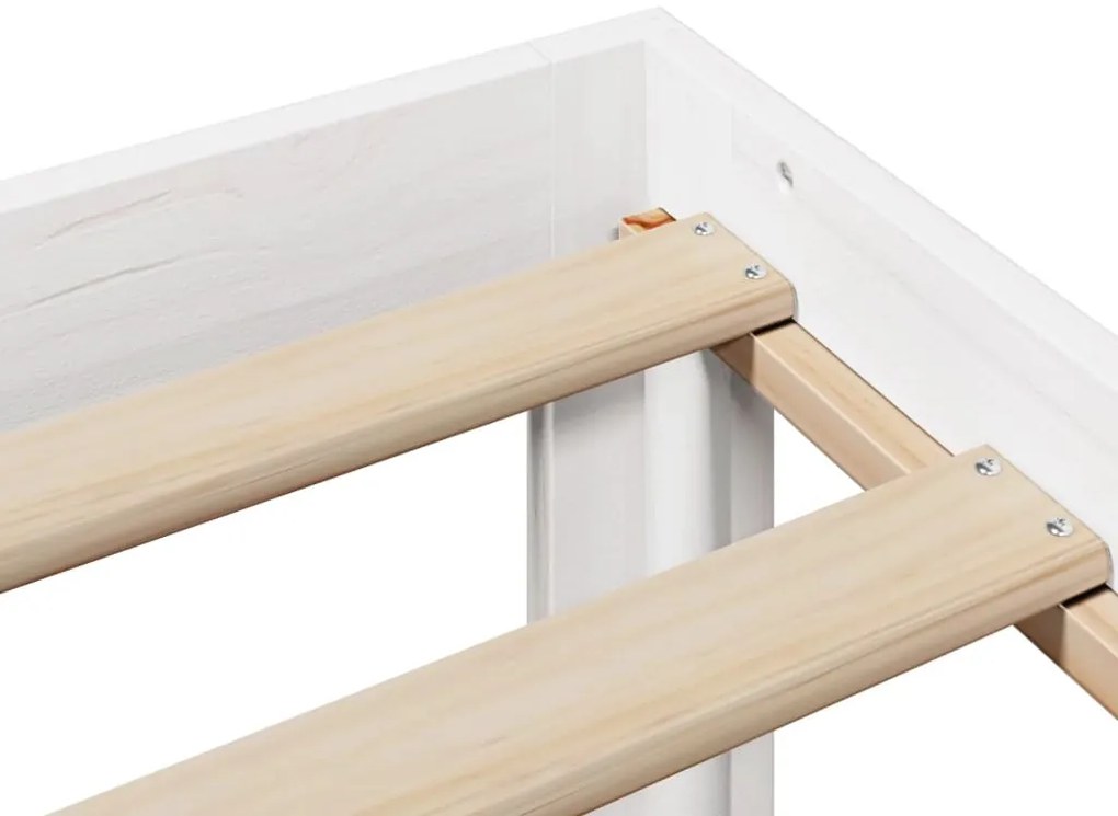 fehér tömör fenyőfa könyvespolcos ágy matrac nélkül 100x200 cm
