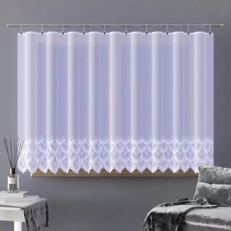 Elegáns finom jacquard függöny fehér Alisma nappaliba A149 300x160cm