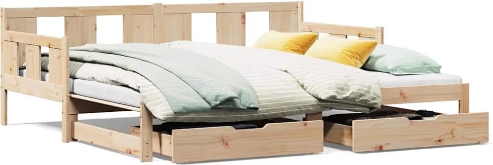 vidaXL kihúzható heverő fiókokkal matrac nélkül 90 x 200 cm