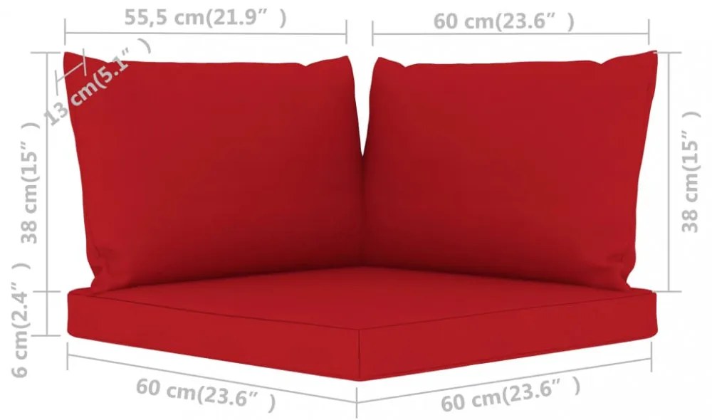 3 db piros szövet raklapkanapé-párna