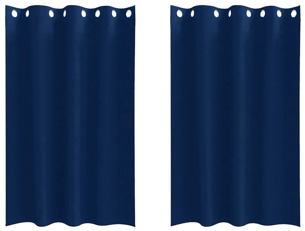 Függönyök függönyökkel 2 pcs Sötétkék Poliészter
