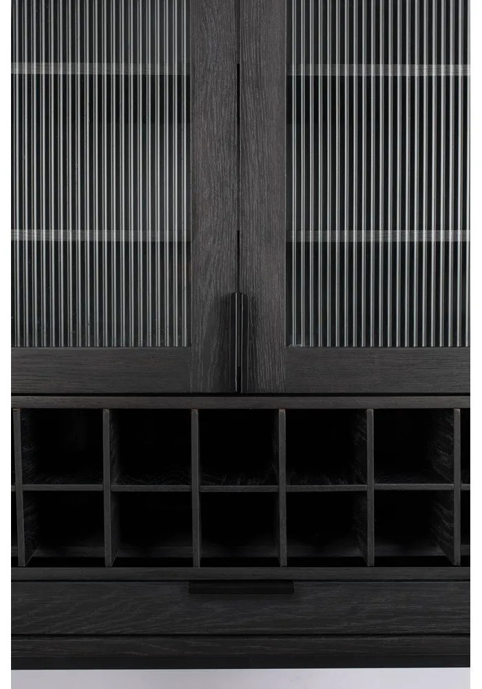 Fekete tölgyfa bortartó szekrény, palackok száma 20, 89x181 cm Travis – Zuiver