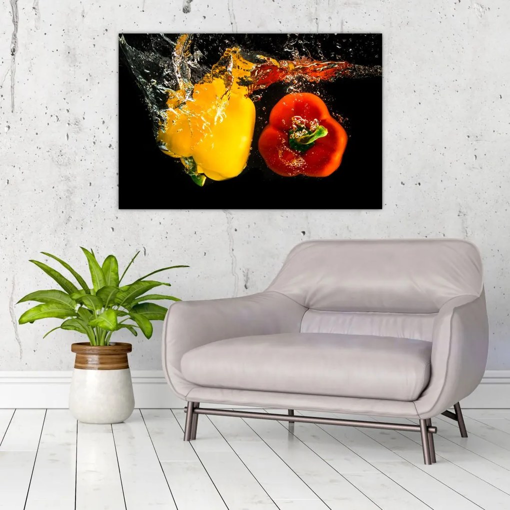 Kép - paprika a vízben (90x60 cm)