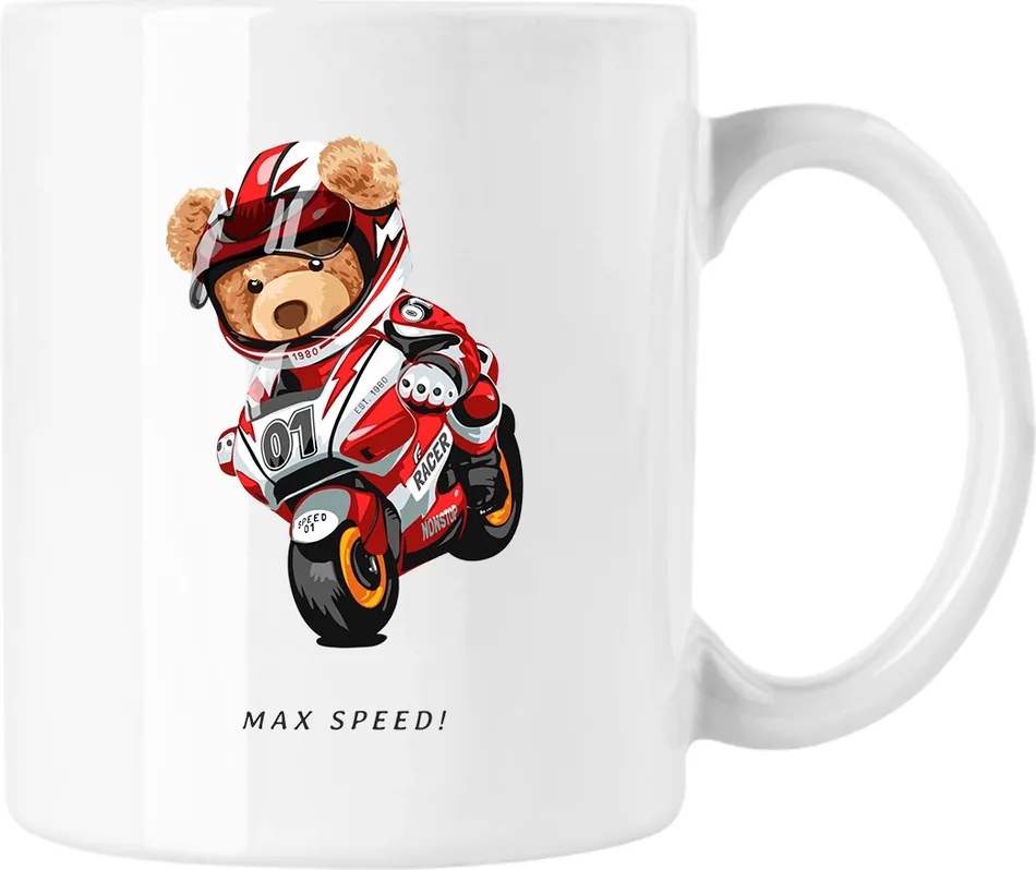 Bögre Ralph mackó Motoros Fehér 330ml