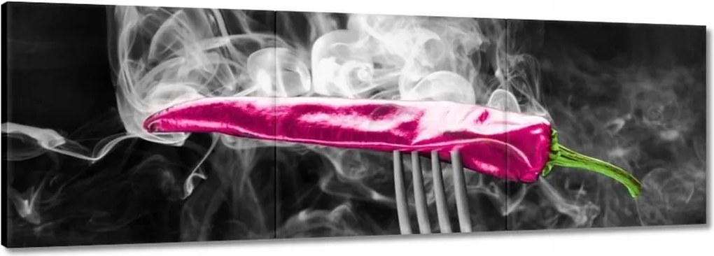 Vászonkép 120x40 Rózsaszín paprika a füstben