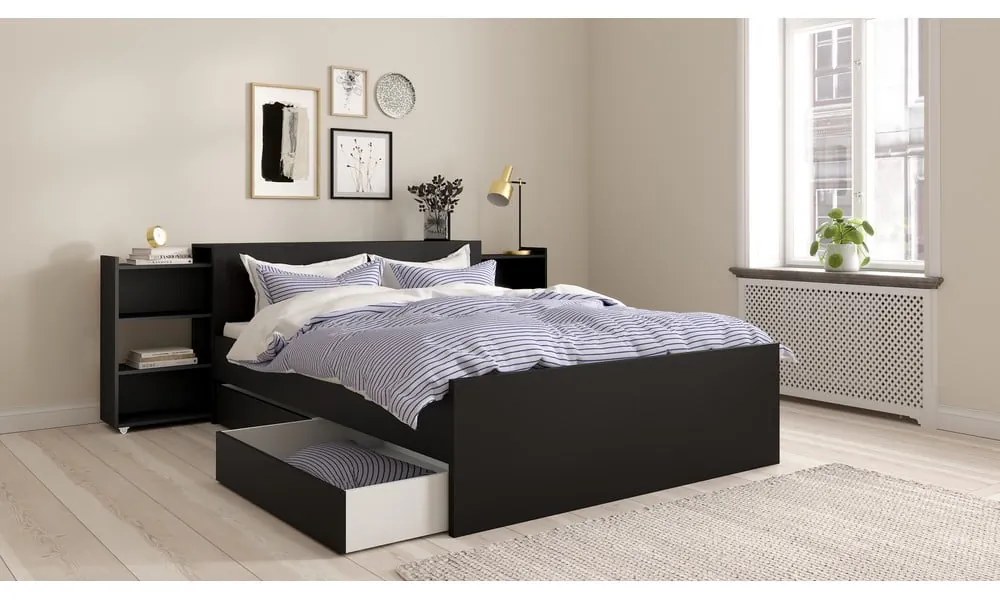 Fekete franciaágy 160x200 cm Naia – Tvilum