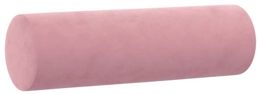 2 db rózsaszín bársony díszpárna Ø15x50 cm