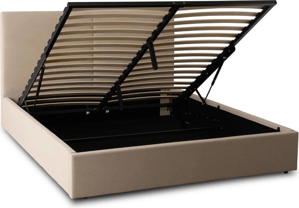 MARSYLIA 160x200-as franciaágy, bézs kordbársony, ágyneműtartóval