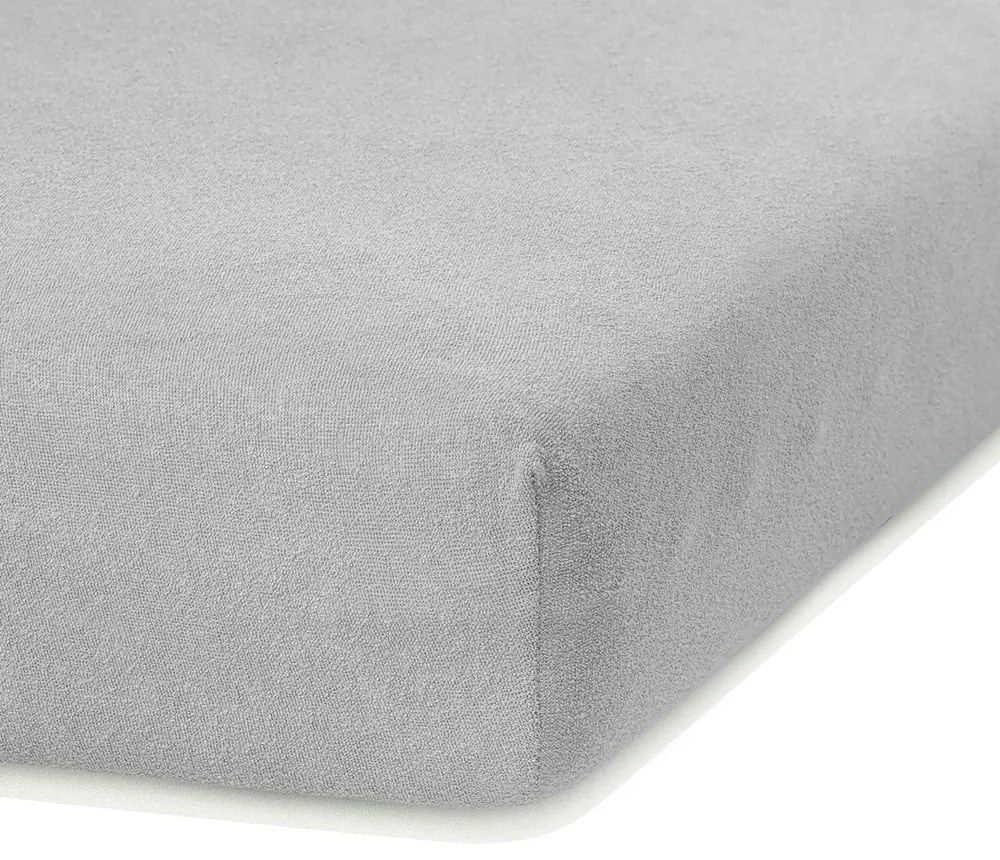 Világosszürke gumis frottír lepedő 140x200 cm Ruby – Restilo