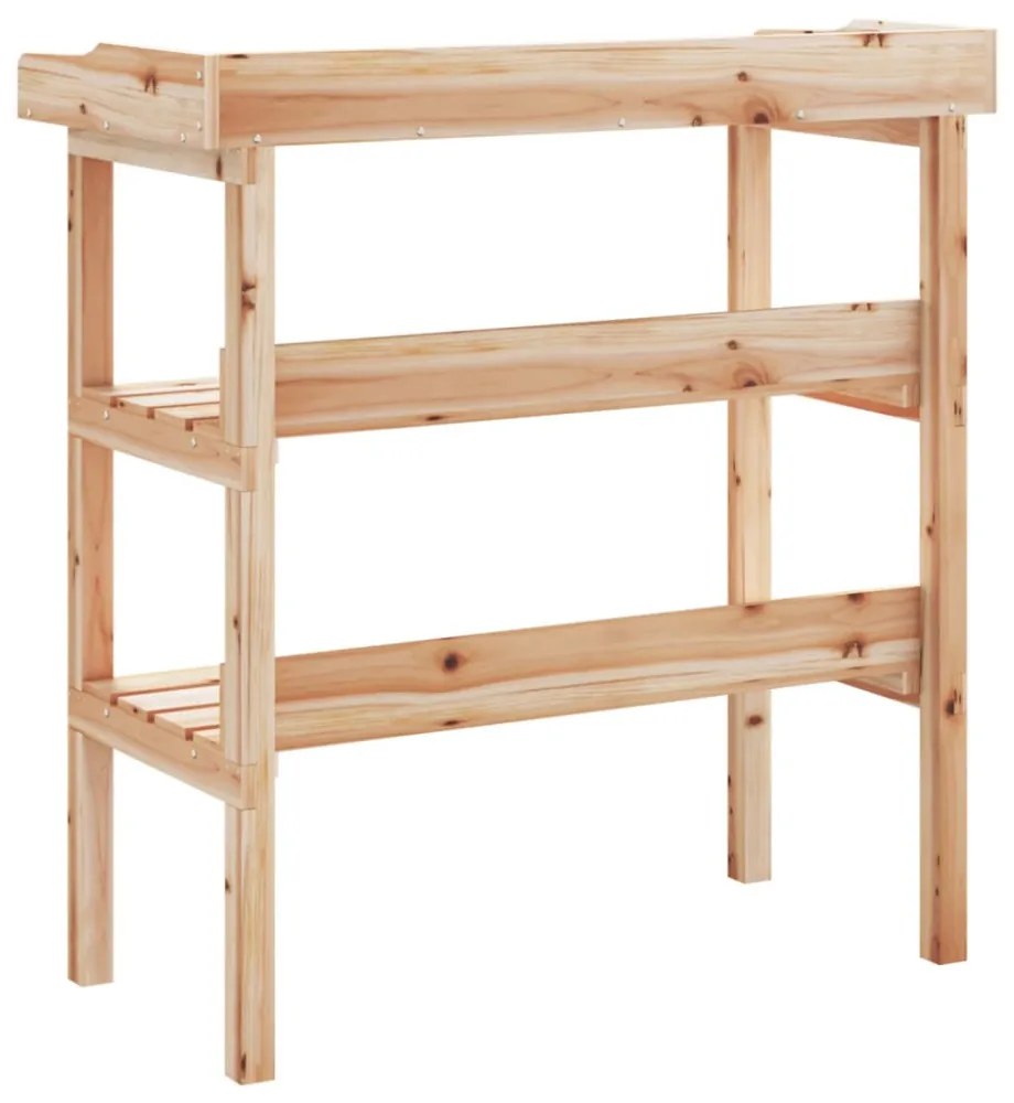 tömör fenyőfa növénytartó asztal polcokkal 78x38x82,5 cm