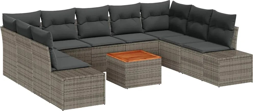 vidaXL Kerti Kanapé Szett 10 pcs Szürke
