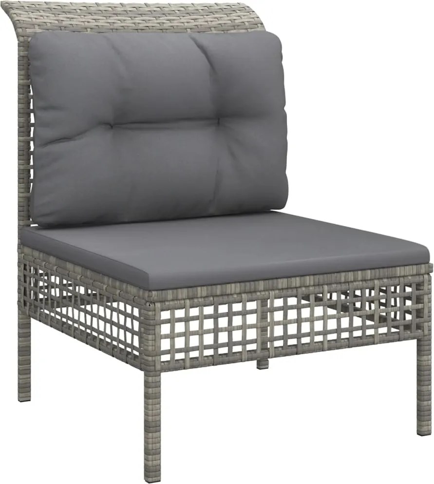 vidaXL szürke polyrattan kerti középső kanapé párnával