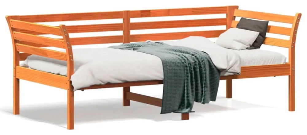 kanapéágy ágy matrac viaszbarna 75x190 cm tömör fa fenyőfa