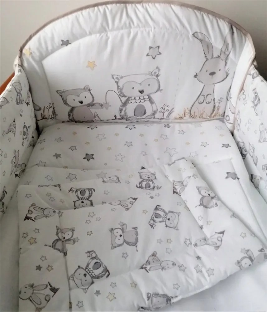 3 részes babaágynemű szett - Bagoly Berci - bébi méret , 200 cm-es rácsvédő - AZONNAL VIHETŐ