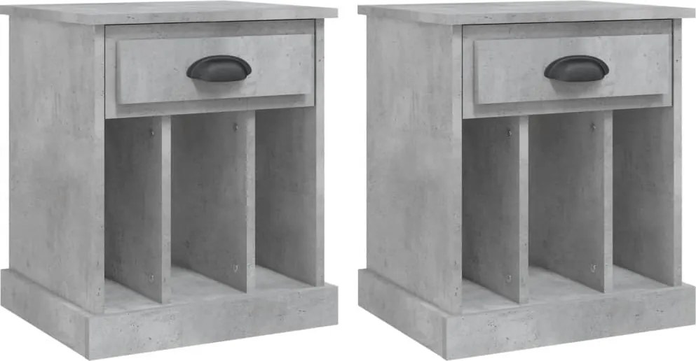 vidaXL 2 db betonszürke éjjeliszekrény 43x36x50 cm