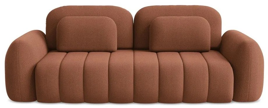 Terrakotta színű buklé kinyitható-tárolóhelyes kanapé 266 cm Pele – Makamii