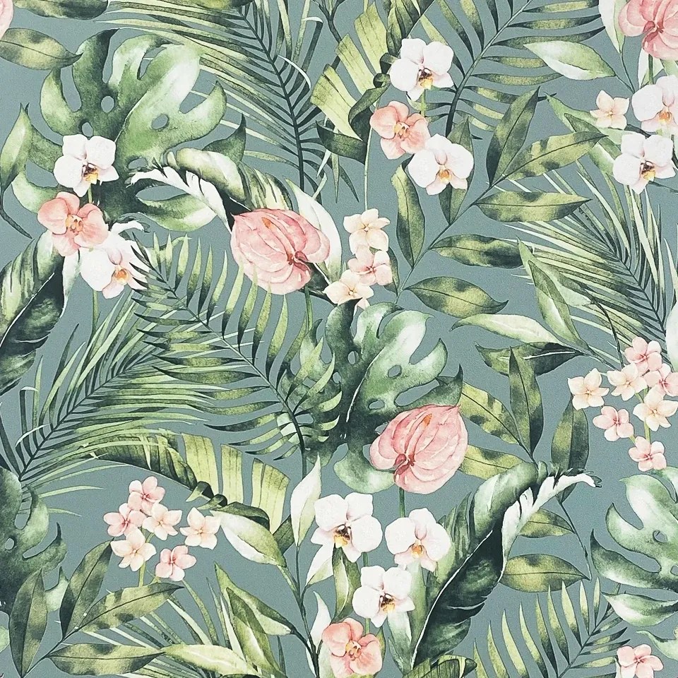 Arthouse Signature 1 Tropical Floral kék-rózsaszín trópusi papír tapéta – 924905