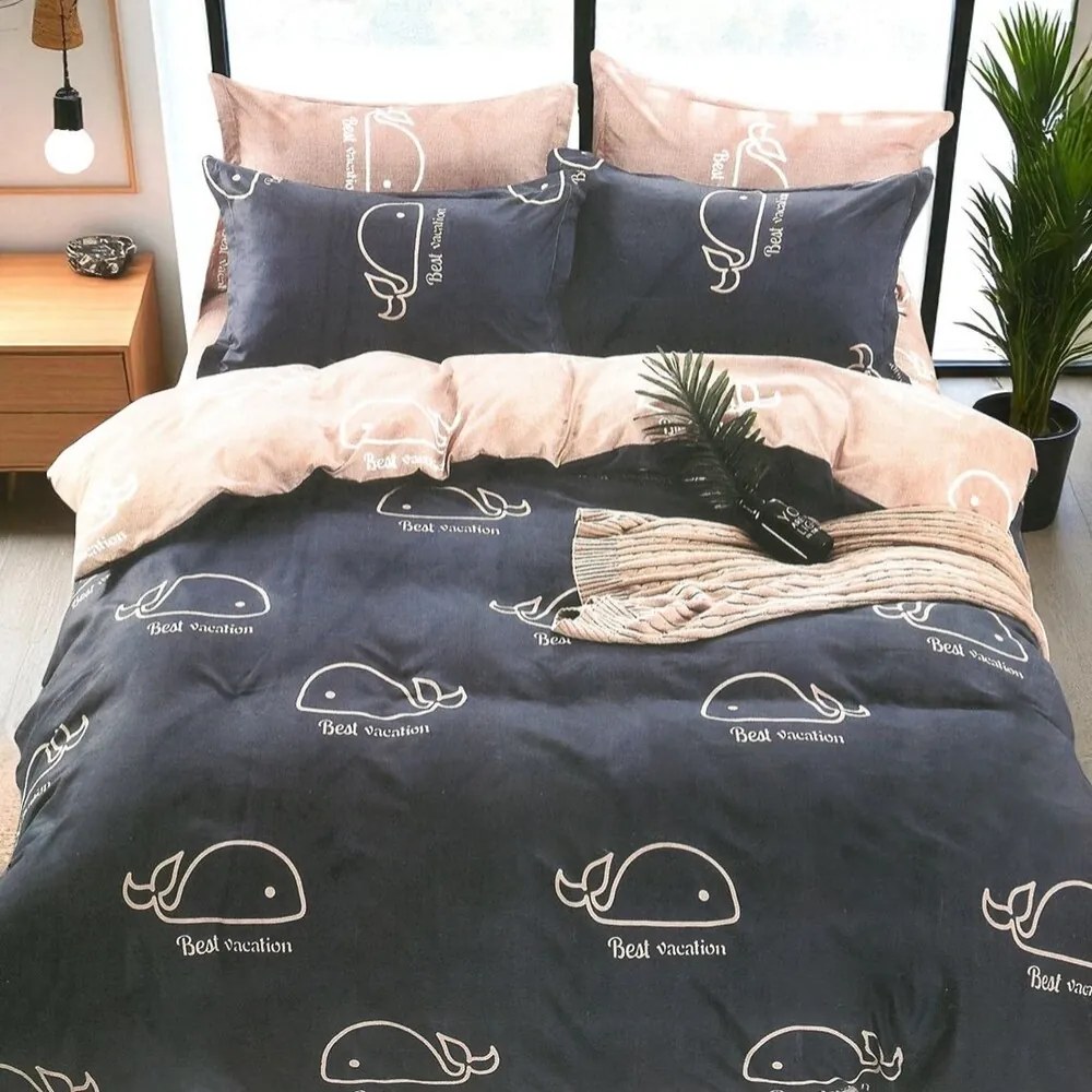 Pamut ágynemű KIDDO GREY WHALE 140X200 cm