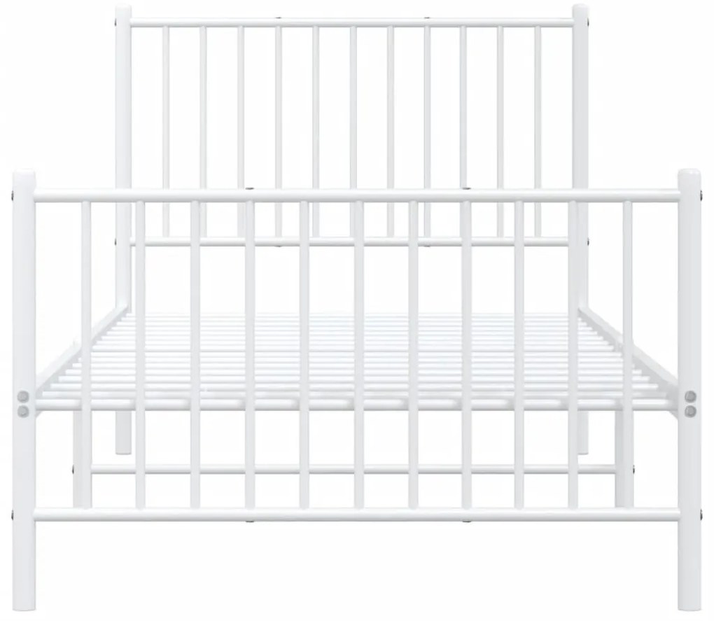 fehér fém ágykeret fej- és lábtámlával 90x200 cm