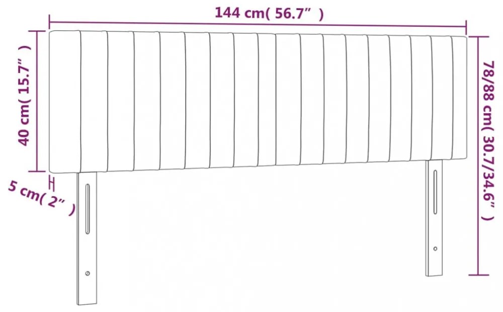 2 db sötétszürke bársony fejtámla 72 x 5 x 78/88 cm