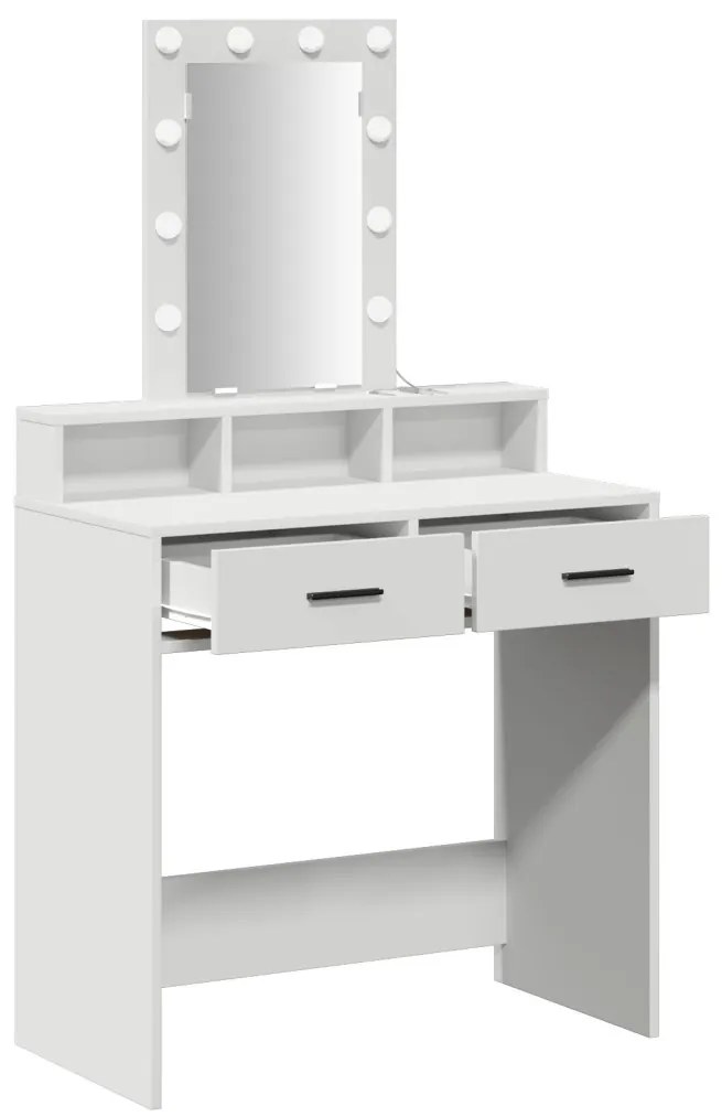 Sminkasztal LED Fényekkel - Fehér - 79x41x140 cm
