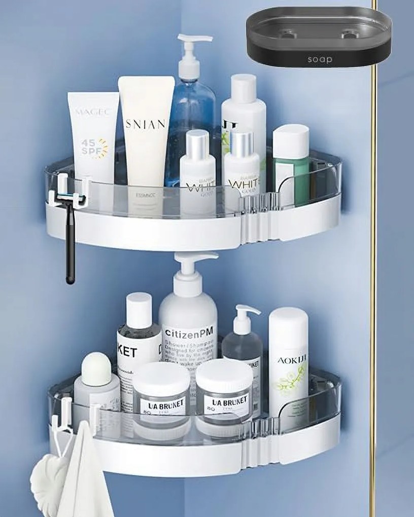 Fürdőszobai polc Zuhany alá 2 db Szappantartó Sarok öntapadós