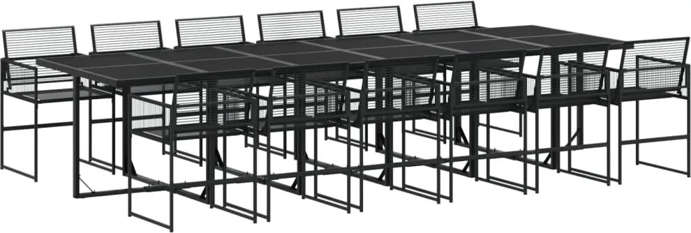 vidaXL 13 részes fekete polyrattan kerti étkezőgarnitúra