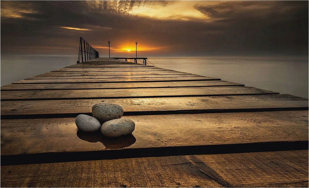 Divatos Flizelin Tapéta Ragasztóval Fali 3D Naplemente 416x254 Ragasztó