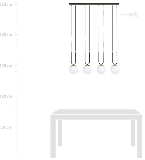 Csillár zsinóron GLAM 4xE14/10W/230V fekete