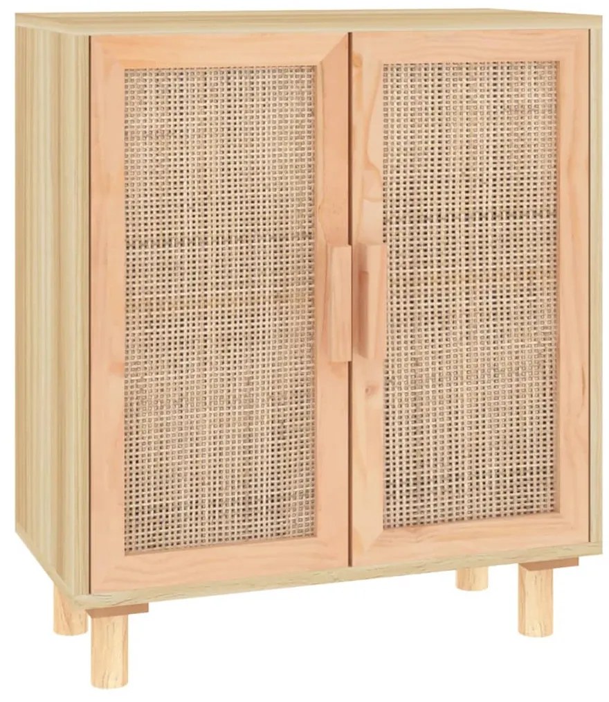 barna tömör fenyő/természetes rattan tálalószekrény 60x30x70cm
