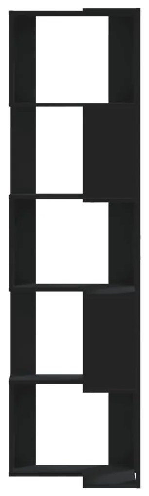 5 szintes fekete szerelt fa sarok könyvespolc 50 x 50 x 179 cm