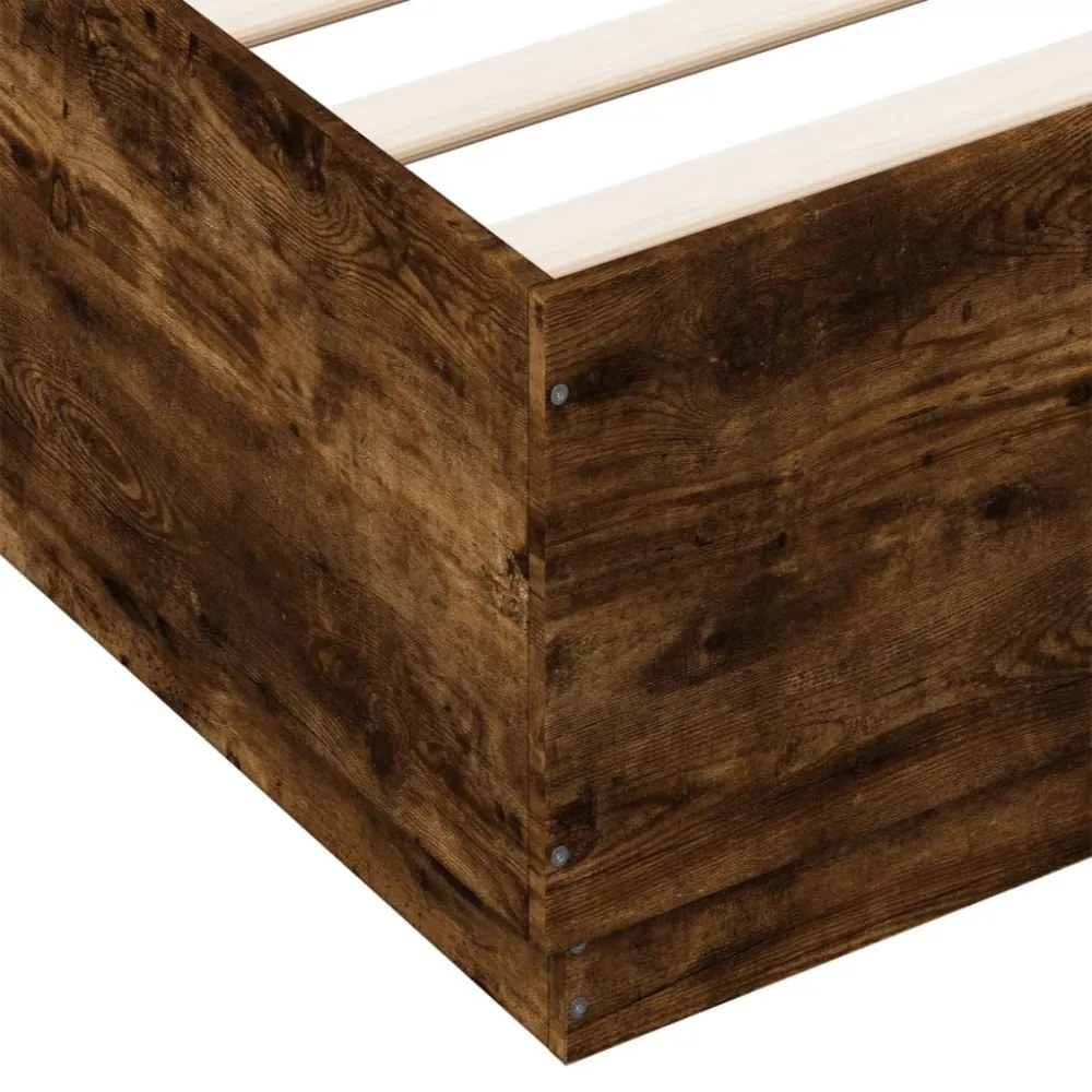 füstös tölgy színű szerelt fa ágykeret LED-del 120 x 200 cm