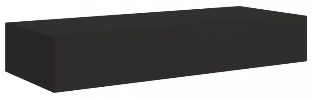 2 db fekete MDF falra szerelhető fiókos polc 60 x 23,5 x 10 cm