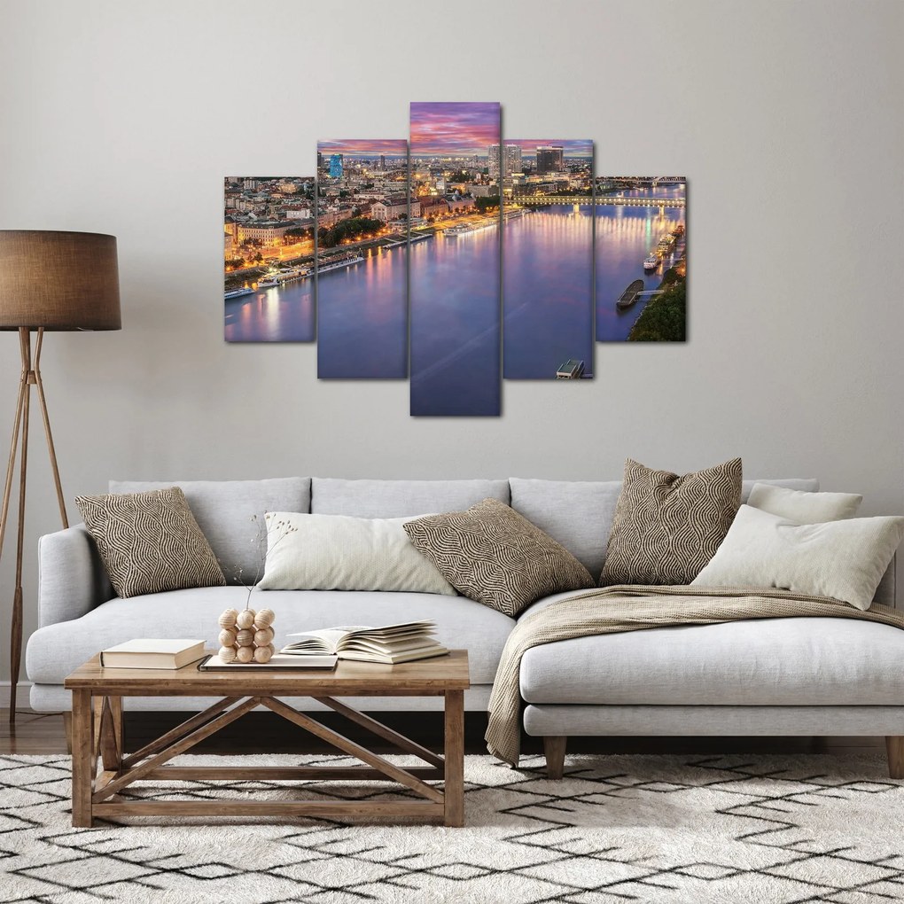 Pozsonyi éjszakai város képe folyóval (150x105 cm)