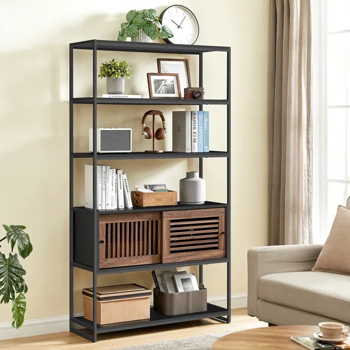 Fekete MDF Polcos Szekrény. AUR-E1121 BK