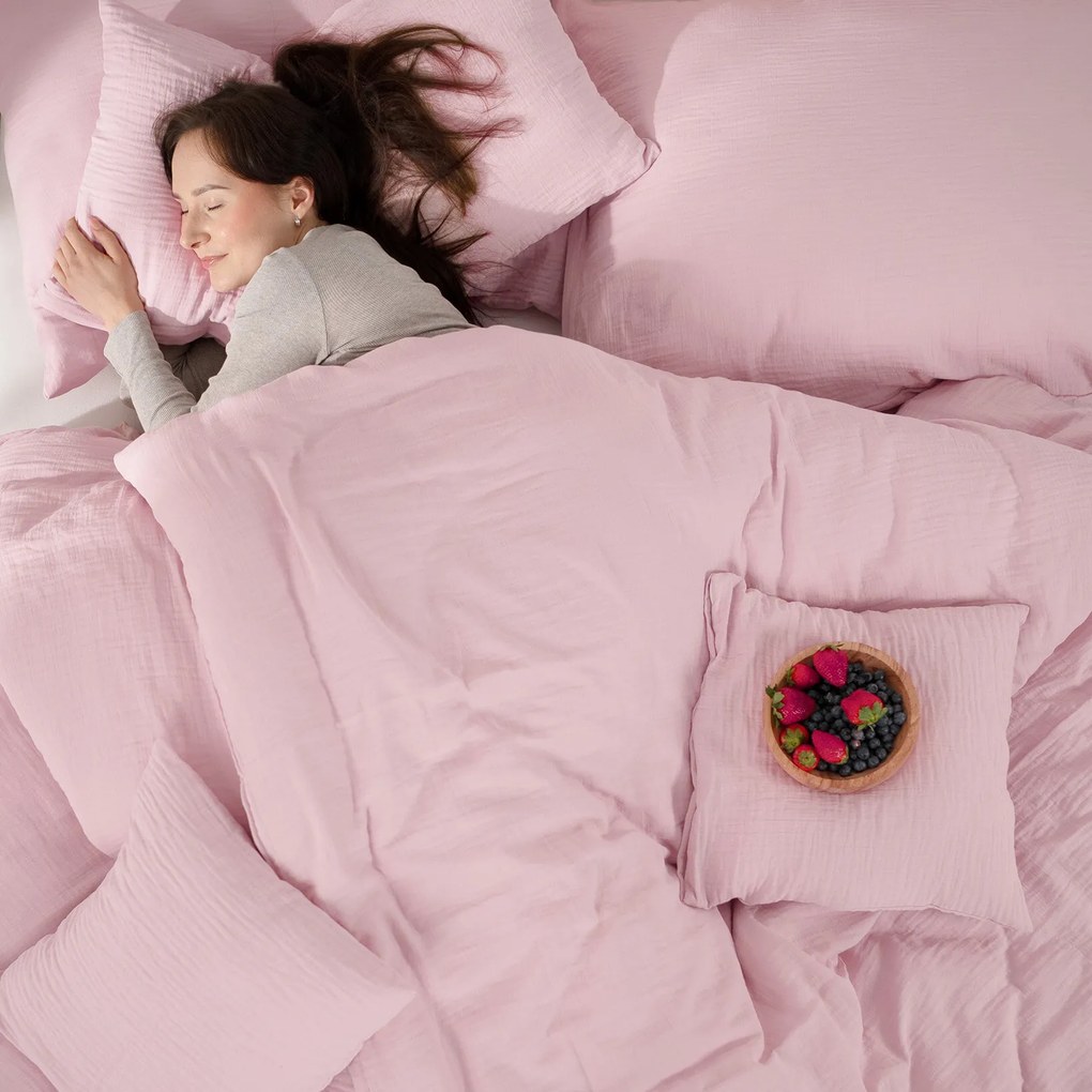 Goldea muszlin ágyneműhuzat – pasztell rózsaszín 140 x 200 és 70 x 90 cm