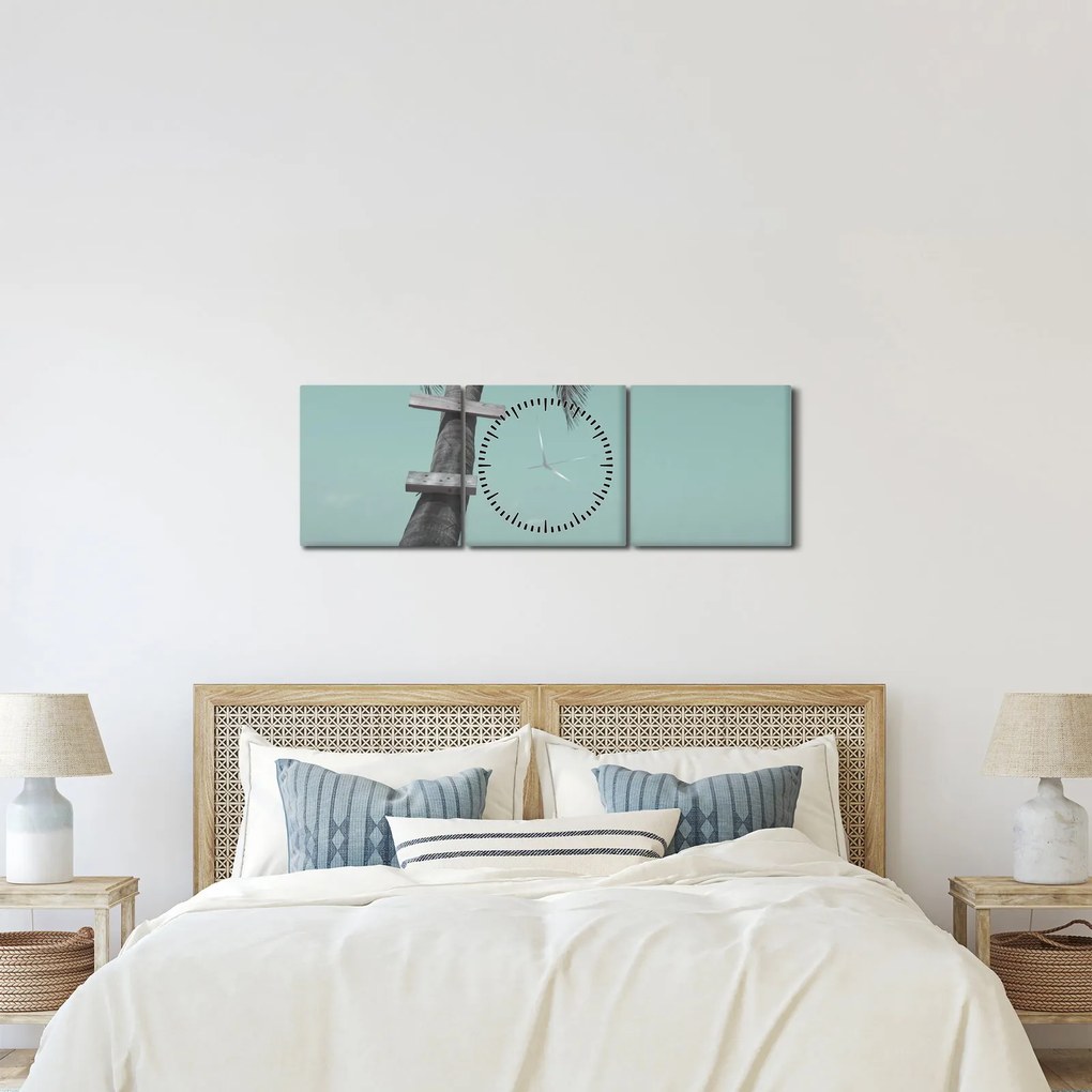 Kép - Palma a Karib-tengeren (órával) (90x30 cm)