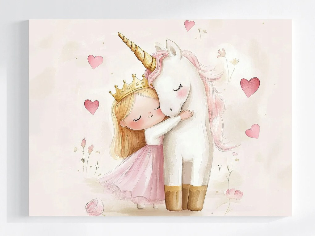 Canvas Vászonkép Mese Lány Hercegnő Unikornis 80x60