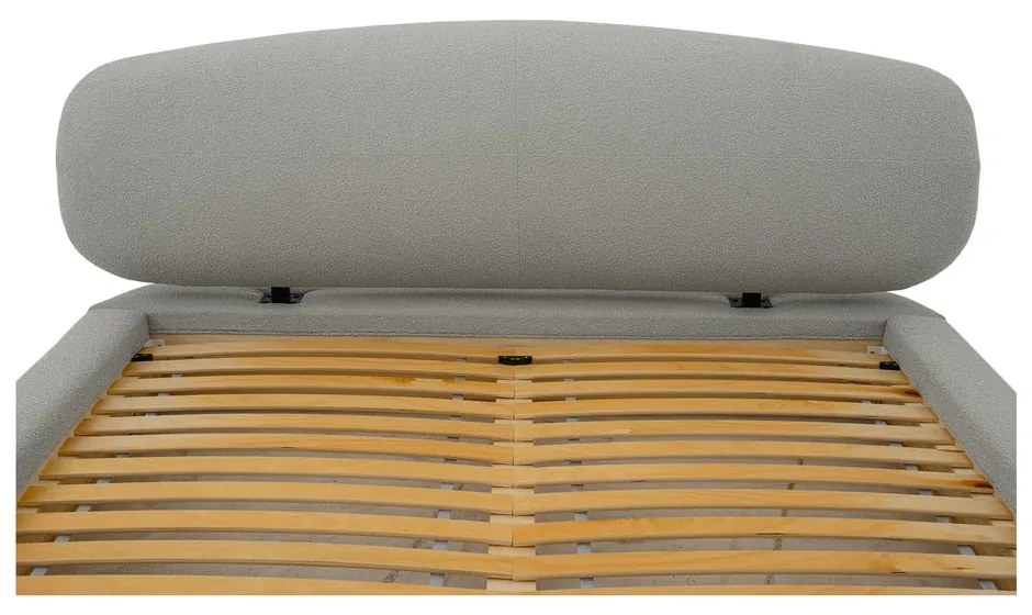 Világosszürke kárpitozott franciaágy ágyráccsal 160x200 cm Odette – Scandic