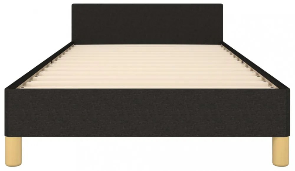 fekete szövet ágykeret fejtámlával matrac nélkül 90x200 cm