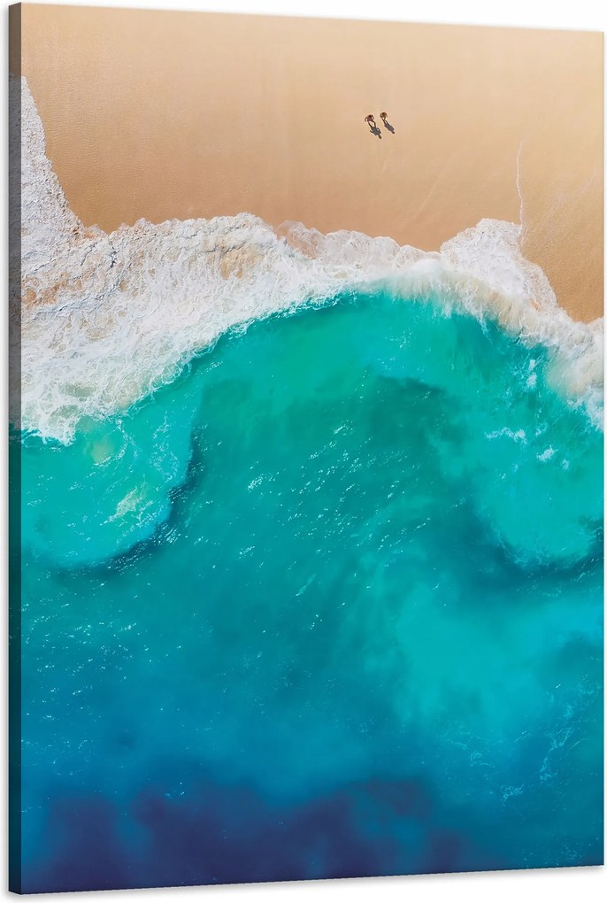 Vászonkép Tengerpart Emberek Hullámok Víz Nyaralás 60x90 cm Ideális ajándék