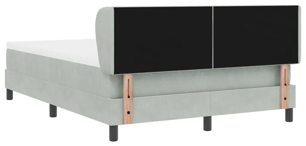 Box spring ágy matraccal, világosszürke, 140x190 cm, bársony