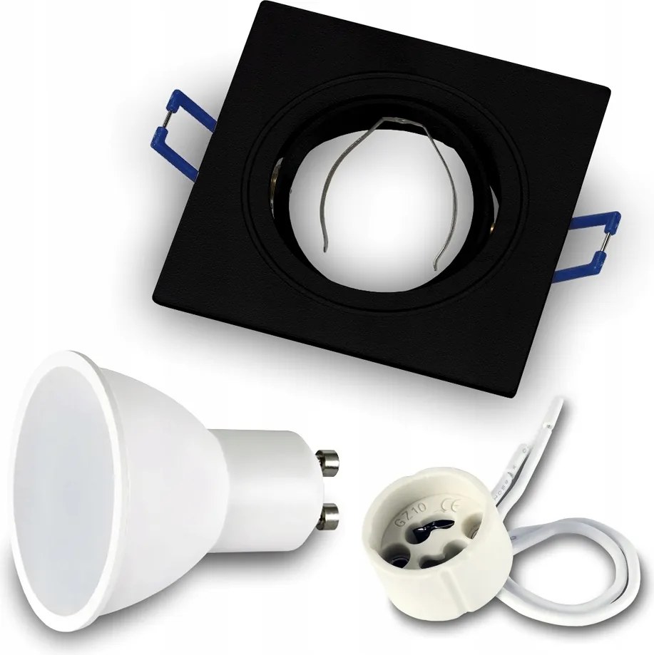 Halogén süllyesztett lámpatest fekete Led izzó GU10 7W meleg